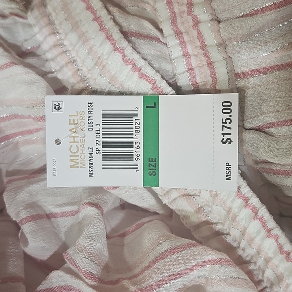 Michael Kors Womens striped One-Shoulder Jumpsuit L, Dusty Rose - Picture 5 of 5